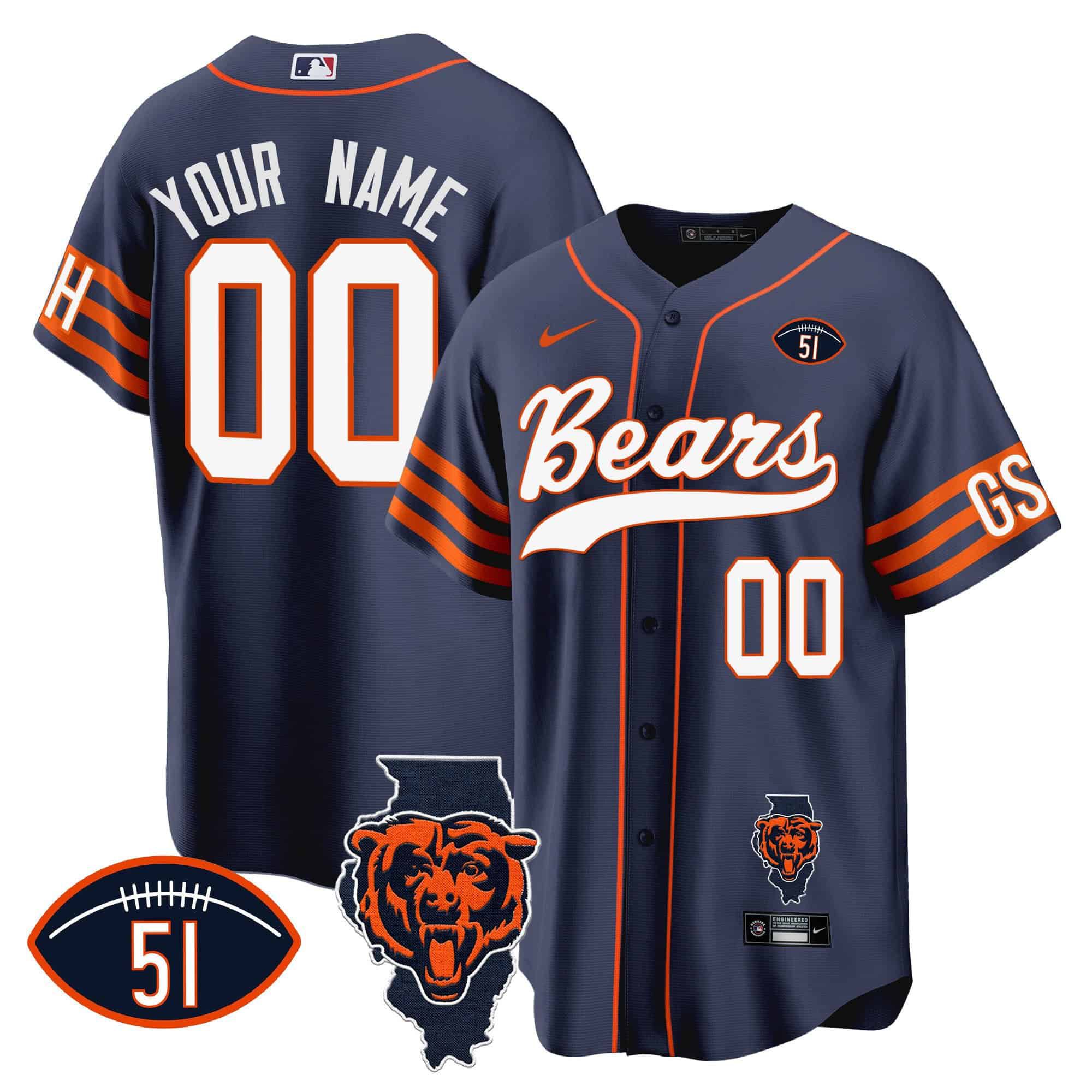 Men Chicago Bears Blue 2024 Nike Patch Baseball Custom NFL Jersey->indianapolis colts->NFL Jersey